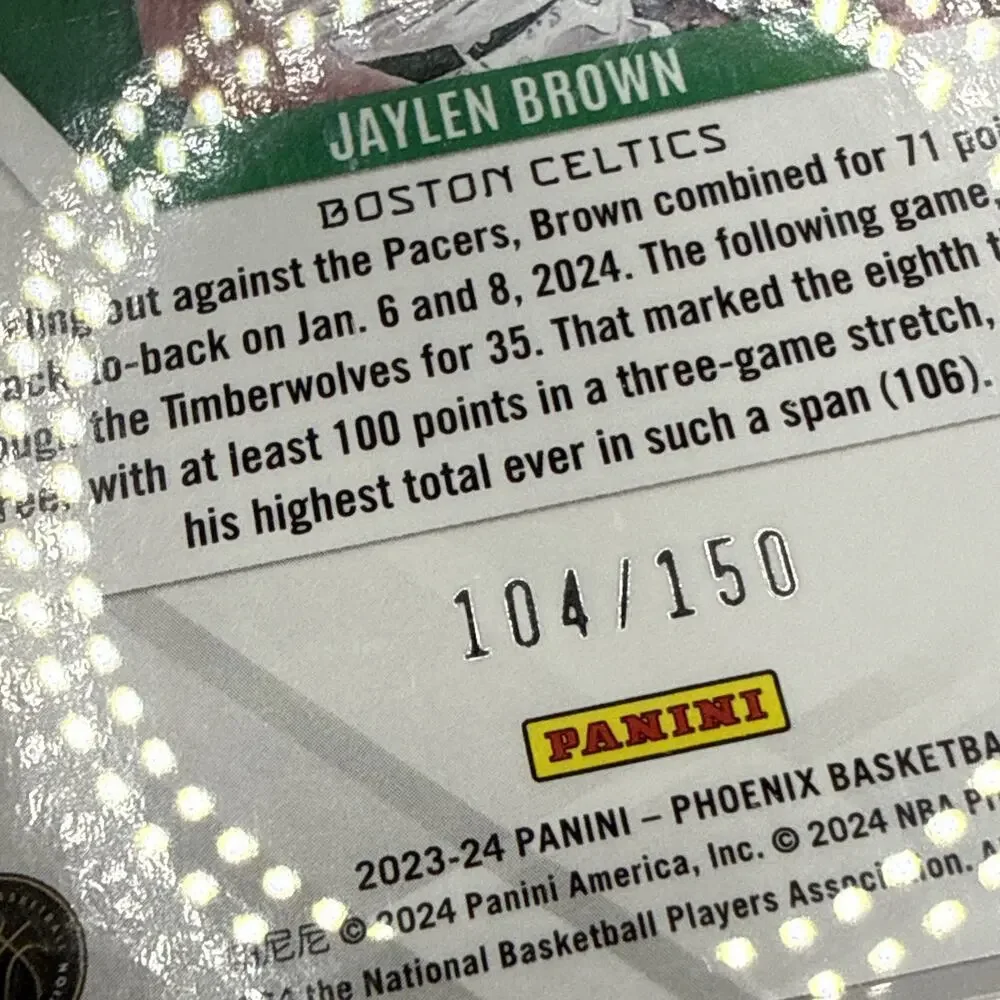 2023-24 Panini Phoenix - Jaylen Brown #77 Purple /150 - Celtics Graded 9 Mint